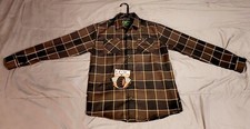 DIXXON / DFC YOUTH DRIFTER FLANNEL SHIRT, NWT, Black brown tan, YOUTH XL