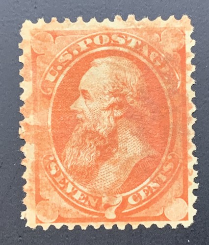 US 160 1873 7c Edward Stanton Used Red Cancel. KP-184 - Picture 3 of 9