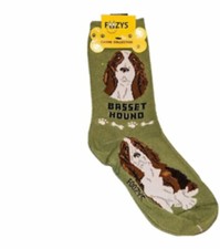 Foozys Basset Hound Green Unisex Socks Size 4 through 10 1 Pair