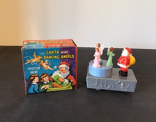 VTG SANTA WITH DANCING ANGELS FRICTION DRIVE TOY HONG KONG BOX *NOS* EXCELLENT - Picture 11 of 11