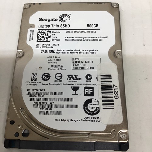 Dell/Seagate 500GB 5400RPM SATA 2.5" HDD Hard Drive ST500LM000 0N7GG6 1EJ162-037