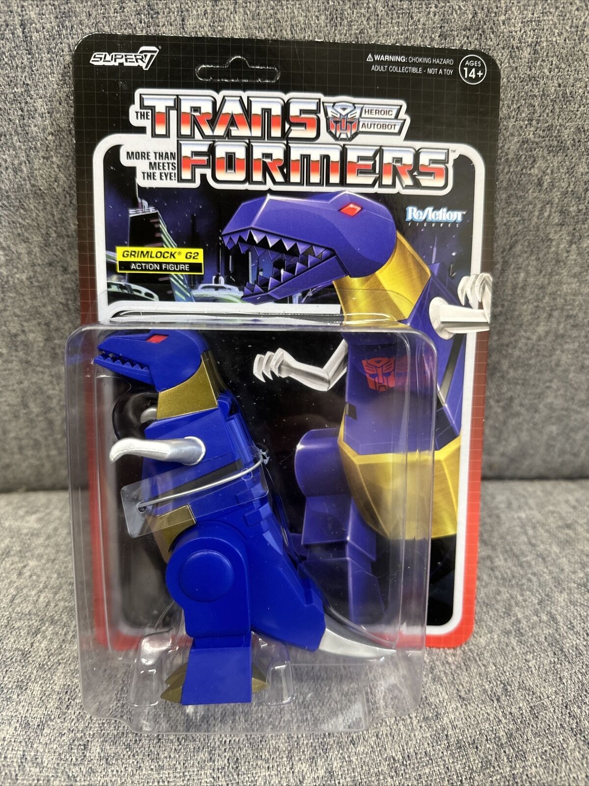 Transformers Super7 ReAction Figures - Grimlock Blue G2 - FREE SHIPPING