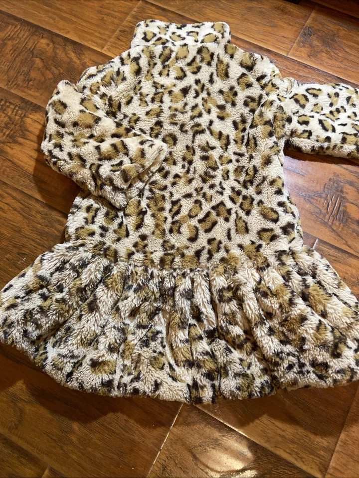 Abrigo para niña talla 6 Widgeon peludo cálido estampado de leopardo Foto 4 de 4
