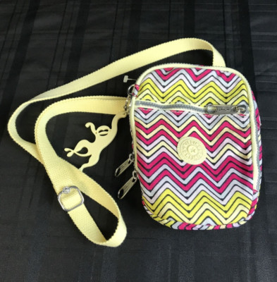 Kipling Multicolor Zig Zag Print Nylon Small Shoulder Bag Purse Crossbody