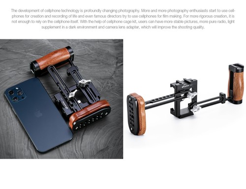 【Leofoto USA】Leofoto PH-01 Cellphone Cage w Wood Handles,Phone Clamp,Rail /Arca - Picture 5 of 8