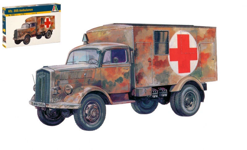 KIT MODELLINO MILITARE ITALERI CAMION KFZ 305 AMBULANZA MODELLISMO SCALA 1:72 - Immagine 4 di 4