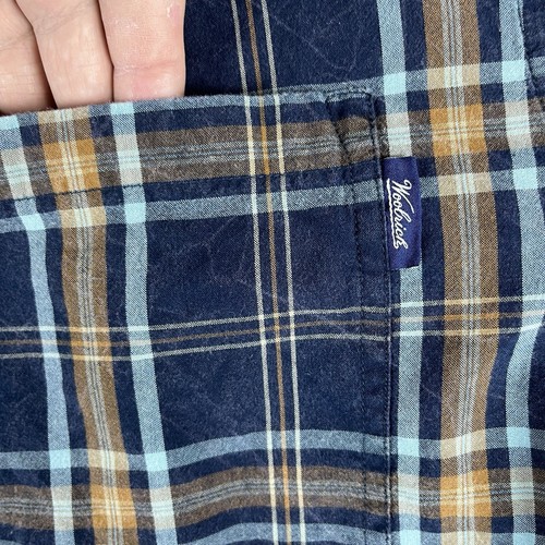 Woolrich Mens XXL Button Up Madras Plaid Shirt Long Sleeve Casual Blue Yellow - Picture 2 of 16