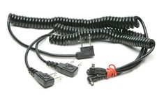 Paramount 3 Coiled Sync Cords 5-6 Ft. Long With Two Prongs  Male Contact. EX.