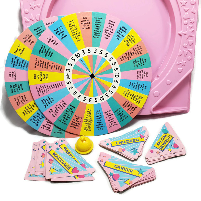 Girl Talk 1990 Replacement Board Game Pieces Board Spinner Cards