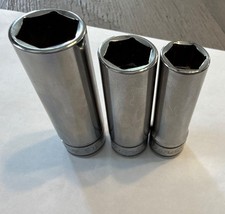 Snap-on 12 Drive 6 Point Deep Sae Socket Lot Sfs141 Sfs161 Sfs181