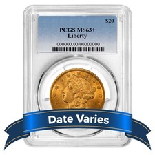 1850-1907 $20 Liberty Head Gold Double Eagle PCGS MS63+ Random Year
