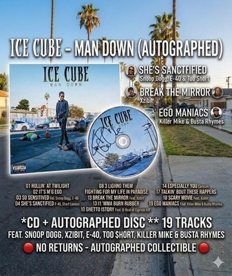 ICE CUBE Man Down Autographed Signed CD Disc 2024 Rap Hip Hop Lench Mob Records