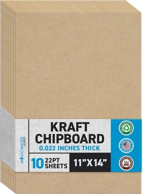 MagicWater Chipboard Sheet for DIY Projects - 11x14 Inch - 10 Pack - 22 pt - ...