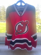 REEBOK ~ NHL ~ New Jersey Devils Ice Hockey Jersey Red Black White Mens Size 50