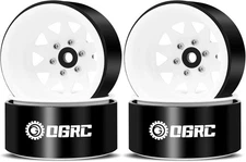 OGRC 4PCS Aluminum 1.9 Inch Beadlock Wheels Negative 2.22 inches, White 