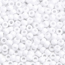 1100Pcs White Pony Beads 6X9Mm Bulk Large Hole Plastic Beads for Kandi, Hair Bra