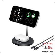 MagSafe Compatible MagGo Charger Stand, iPhone 17 Wireless With Cable Black