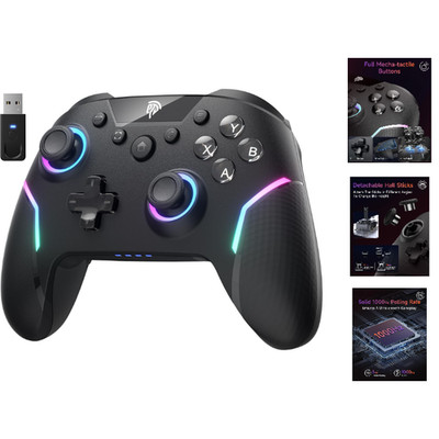 EasySMX X20 Wireless Controller Gamepad mit RGB Licht, 2 in 1 Trigger, 6 Achsen
