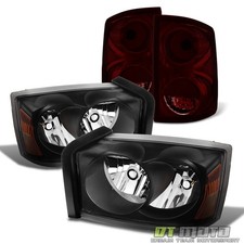 2005 2006 2007 Dodge Dakota Black Headlightsred Smoke Tail Lights Brake Lamps