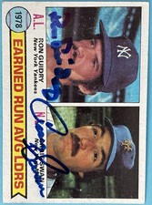 1979 Topps Baseball #1 Earned Run Avg. Leaders Guidry, Swann Signed Autograph