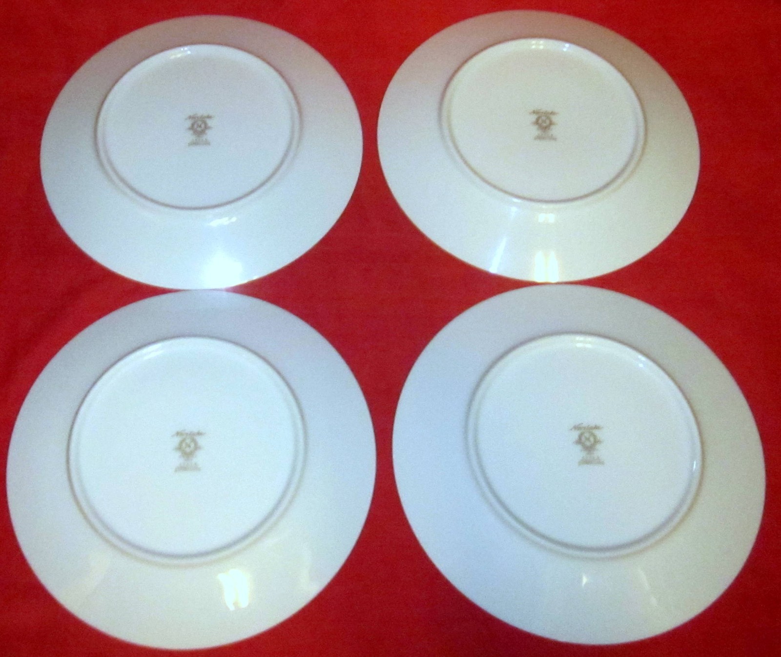 SET 4 NORITAKE SNOWVILLE 6453Q WHITE COUPE SALAD PLATES 8 1/8" VINTAGE ELEGANCE