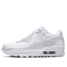 Nike Air Max 90 LTR Triple White Lace Up Athletic Sneakers CD6864-100 GS Sizes