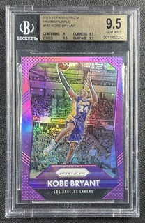 KOBE BRYANT BGS 9.5 2015 16 PANINI PRIZM #182 PRIZMS PURPLE GEM 36/99 LAKERS