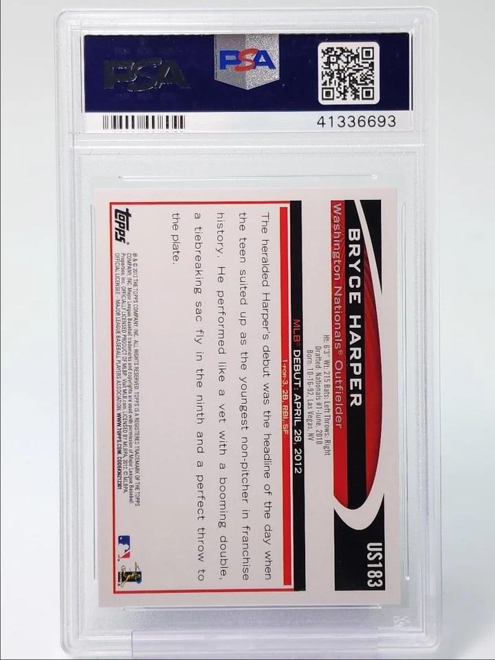 BRYCE HARPER 2012 TOPPS UPDATE ROOKIE BASEBALL NATIONALS RC PSA 10 Q5878 - Image 2 of 2