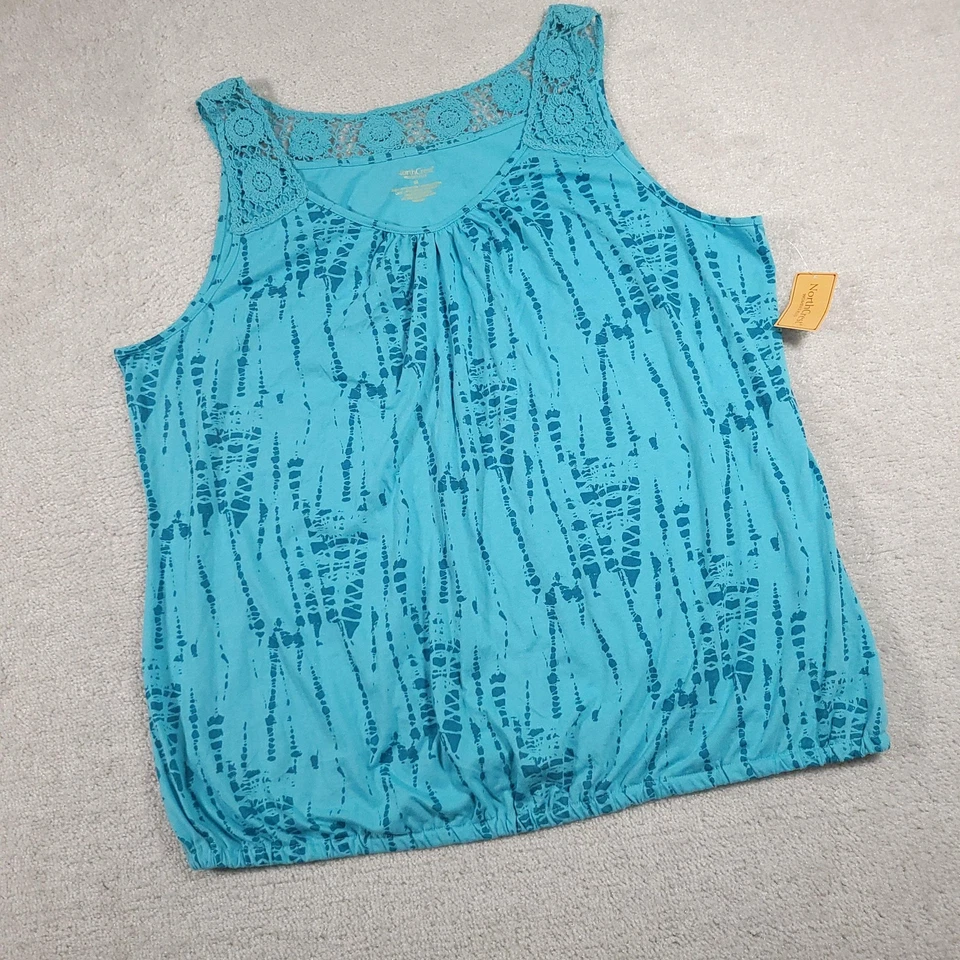 Camiseta sin mangas NorthCrest para mujer 3X ganchillo encaje yugo elástico sin mangas talla grande Foto 2 de 4