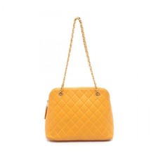 Chanel Matelasse Calf Shoulder Bag Women Yellow One Size
