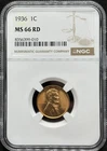 1936 Lincoln Head Wheat Cent NGC MS 66 RD Red Philadelphia Mint GEM BU Nice!