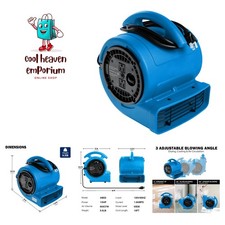 1/5hp Air Mover 800cfm Blower Fan Carpet Floor Drying Fan - 3-Speed Compact A...