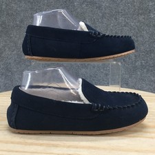 Lands End Slippers Womens 5 Casual Slip On Lined Moccasins Flats Blue Suede