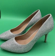 INC International Concepts Womens Silver Crystal Zitah Embellished Pumps Sz 7.5M