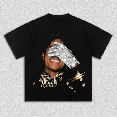 Summer Men's MJ Michael Jackson Printed 100%CottonNeutral O-Neck Short Sleeve Me