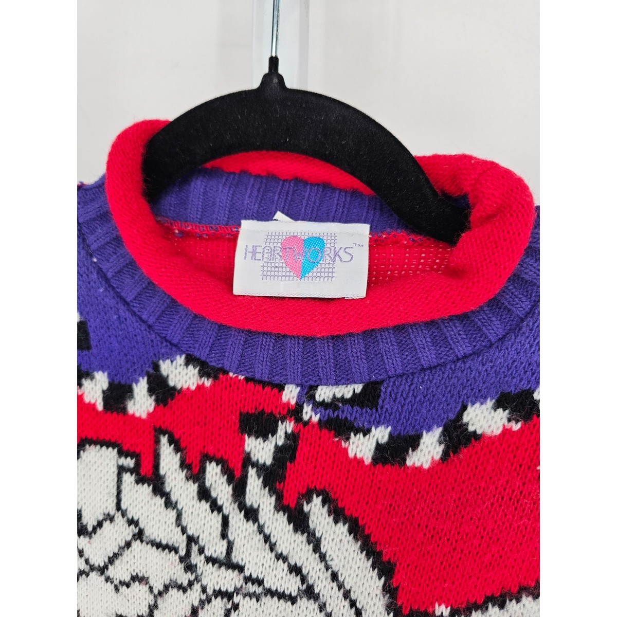 Vintage 1980s Heartworks Girls Sz S Knit Sweater Unicorn w