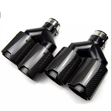 Carbon Fiber For Bmw Dual Exhaust Twin End Tips Tail Pipe 101mm Out 63mm In