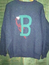 UNITED COLORS of BENETTON Vtg Basketball Shetland Wool CREWNECK Sweater Italy XL