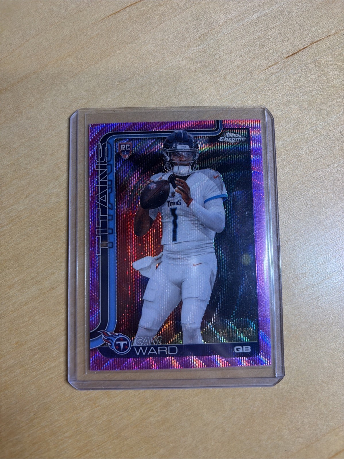 Topps Chrome 2025 Cam Ward RC #314 Pink Wave Refractor /250 Titans NFL