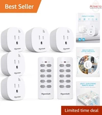 Wireless Remote Control Outlet Pack 5 Outlets 2 Remotes Up to 100 ft Range