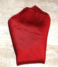 Square pocket scarf; solid red; likely silk; 17x16.5 in.