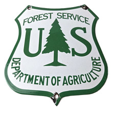 Vintage Forest Service Sign - Agricultural National Park Gasoline Porcelain Sign