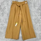 Boden Pants 6 Wide Leg Pleated Melville Tie Waist Belted Pockets Culottes Camel