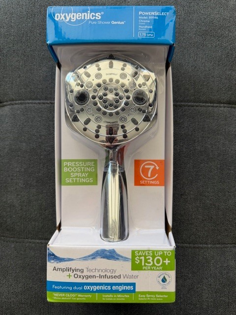 Oxygenics Pure Shower Genius Square model 89146 Chrome 1.75 GPM 7 Settings