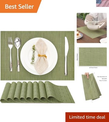 Placemats Set of 8, Vinyl Woven Placemats Place Mats Indoor Set of 8 Washable...