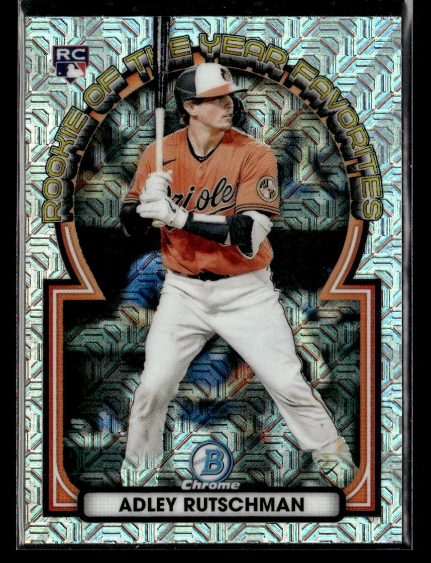 2023 Bowman Adley Rutschman Rookie of the Year Favorites Mojo Refractors Card