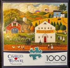 HOUSE MOVERS 1000 PC Buffalo Puzzle Charles Wysocki  w/Poster 11478