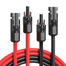 32.8FT 10 AWG Solar Panel Extension Cable Black  Red Flexible Wire Connectors