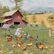 160" x40" x40" Walk-in Metal Chicken Coop Poultry Cage Pet House with Cover