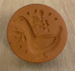 RYCRAFT Cookie Stamp Terra Cotta 2" With Handle and Glaze COUNTRY GOOSE